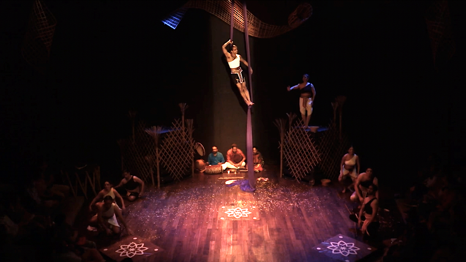 Nakul Bhalla performing aerials as Lord Shiva in Shikhandi, with co-actors Junaid Khan, Tushar Pandey, Srishti Shrivastava, Faezeh Jalali