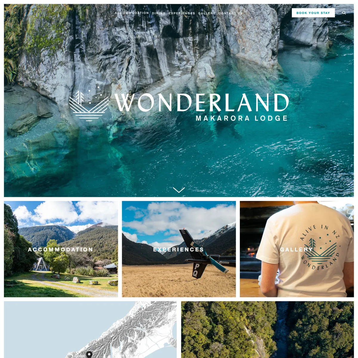 Wonderland Lodge Makarora website