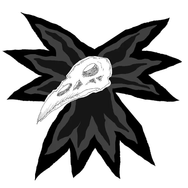 A great spikey black raven with a skull instead of a normal head