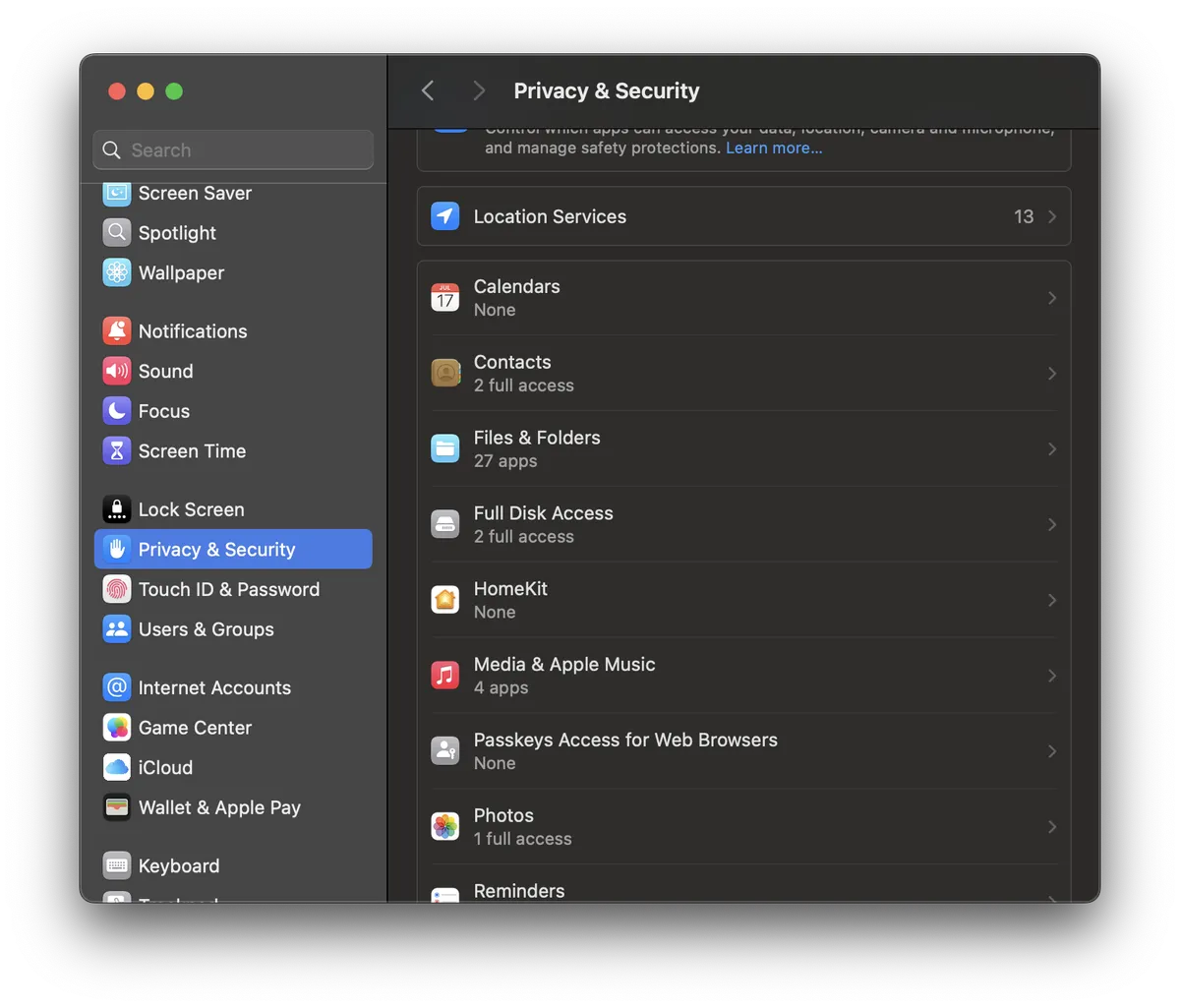 MacOS Privacy Settings