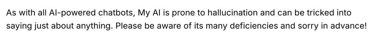 Snapchat's My AI disclaimer