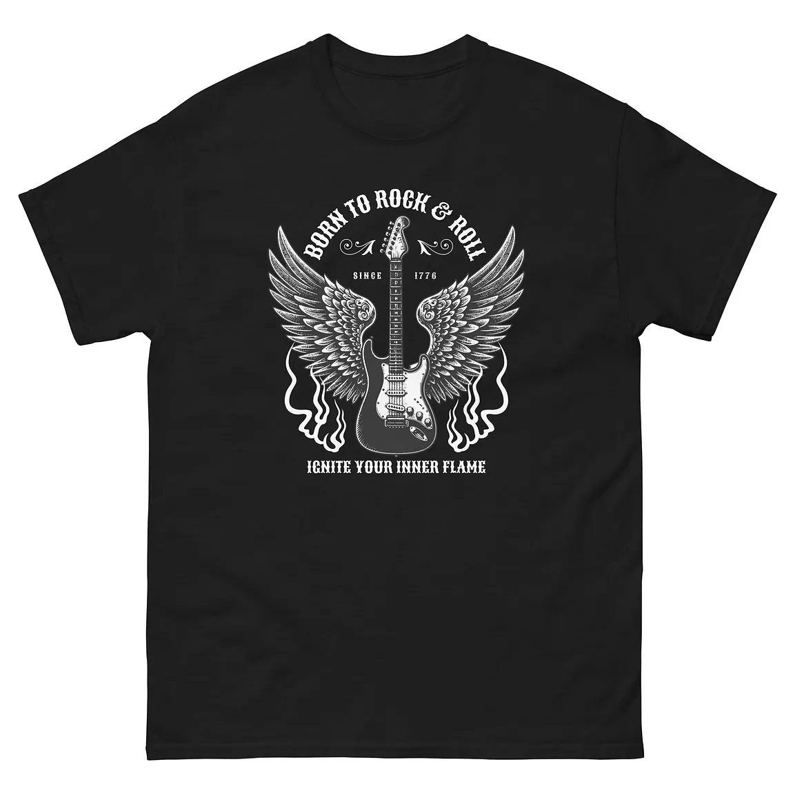 Guitar Wings Rock and Roll Graphic Tee for Casual Wear