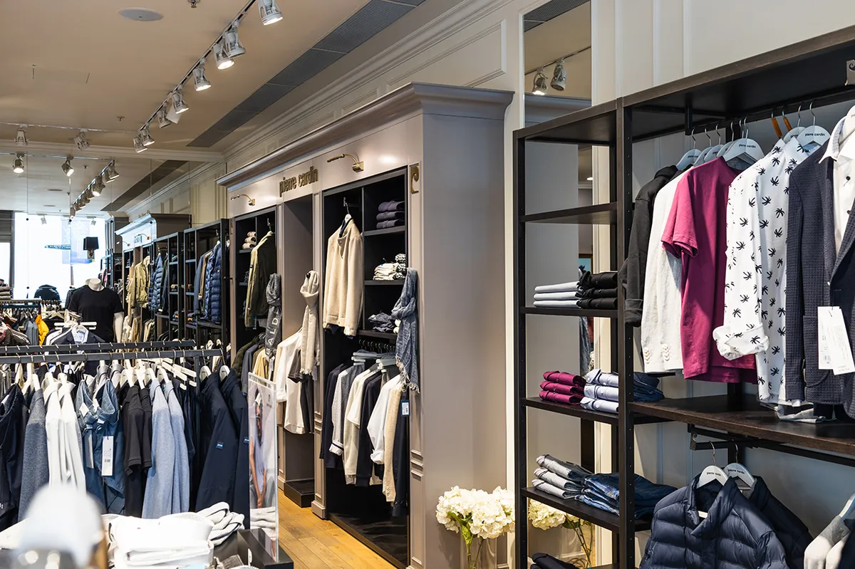 Luxury shopping mall department clothing store interior