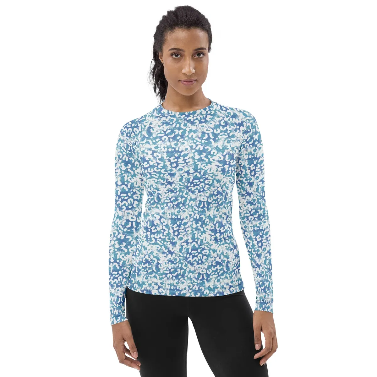 Modern Animal Print Women's Rash Guard with Tie Dye Fashion