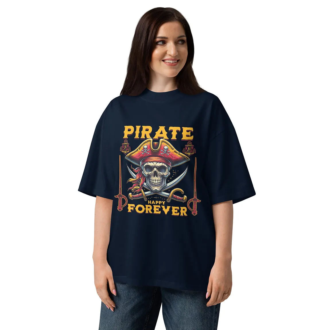 Pirate Skull Unisex Organic Oversized T-Shirt
