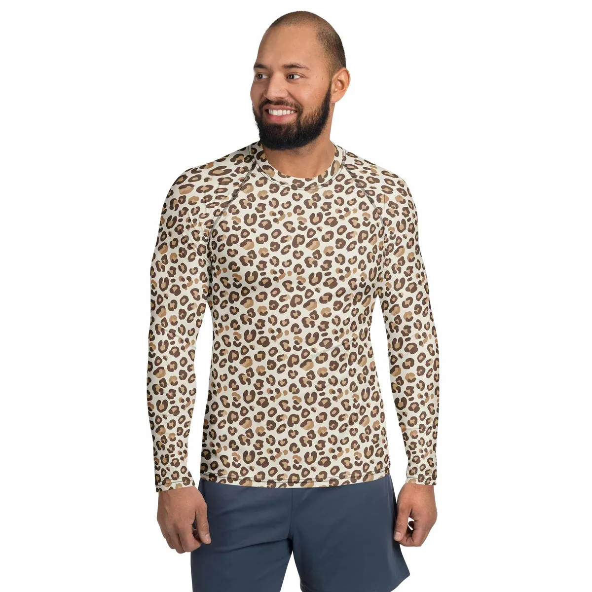Stylish Leopard Print Rash Guard for Men’s Activewear