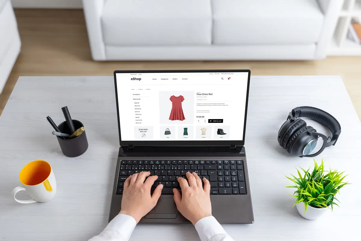 stylish-woman-exploring-clothes-online-shopping-selecting-beautiful-red-dress-that-perfectly-complements-her-taste-personality
