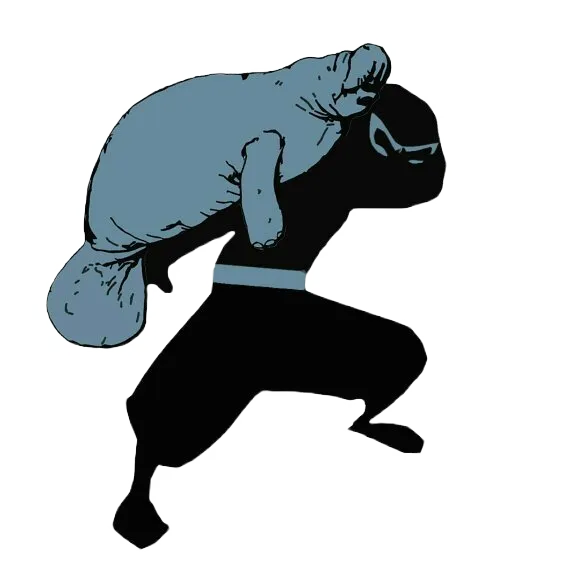 Operation Manatee logo - it's a ninja carrying a baby manatee
