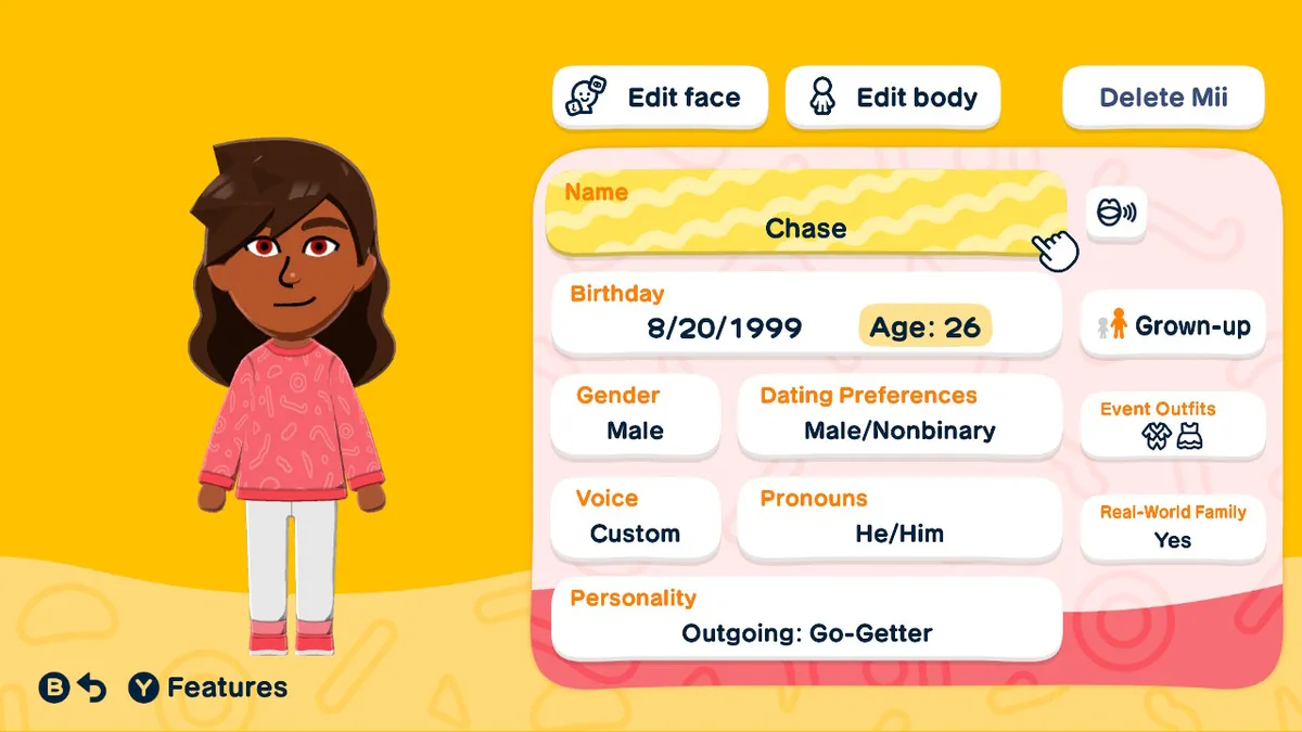 Chase's general profile card.