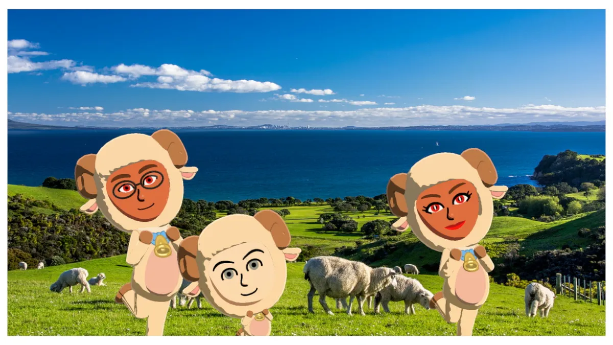 Nanako, Chance, and Phiphi with some sheep.