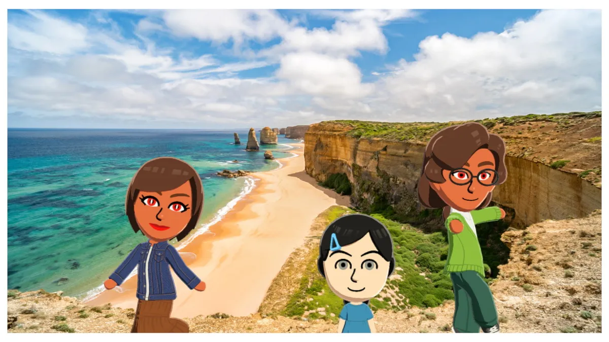 Nanako, Chance, and Phiphi by the seashore.