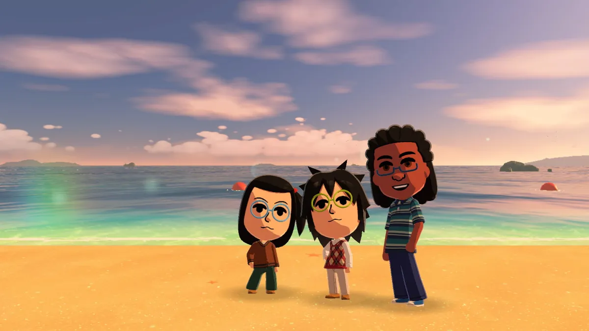 Apple, Henry, and Leo at the beach during the golden hour.