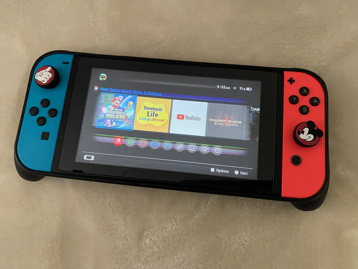 My Switch with a damaged LCD screen.