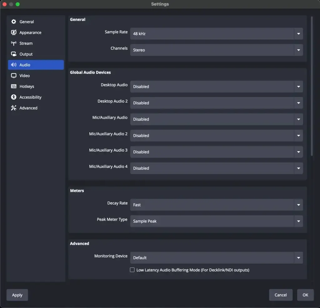 Settings > Audio