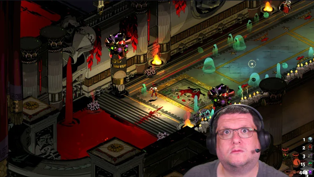 A stream of Hades, with just a camera and no busy UI elements to be seen