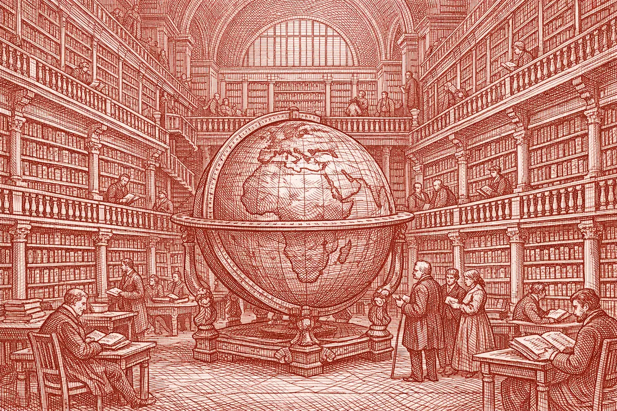 Bibliothèqque dans le style des gravures du 19e siècle