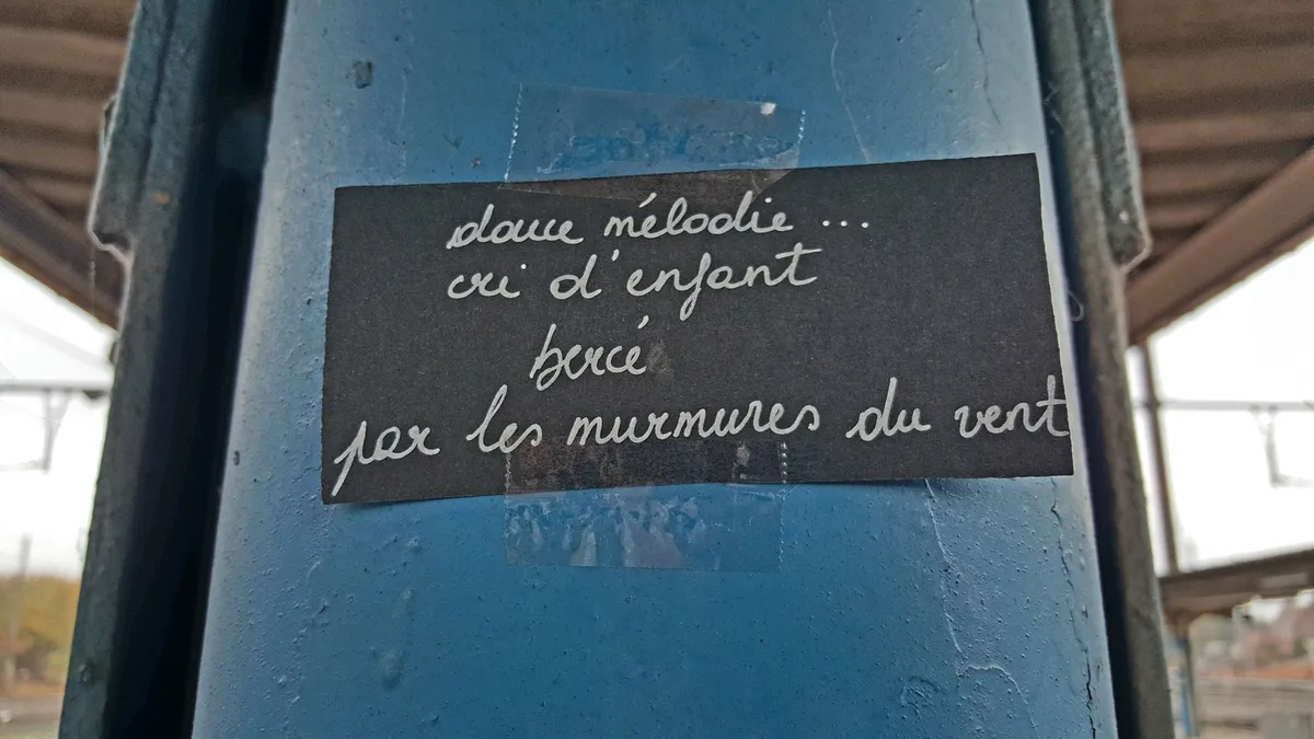 Quelques mots abandonnés ce matin sur un quai de la gare d’Ottignies