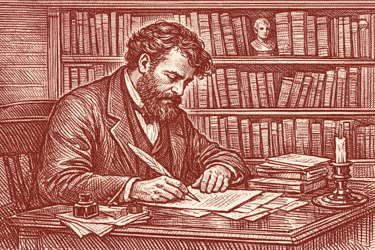 Ecrivain dans le style des gravures du 19s