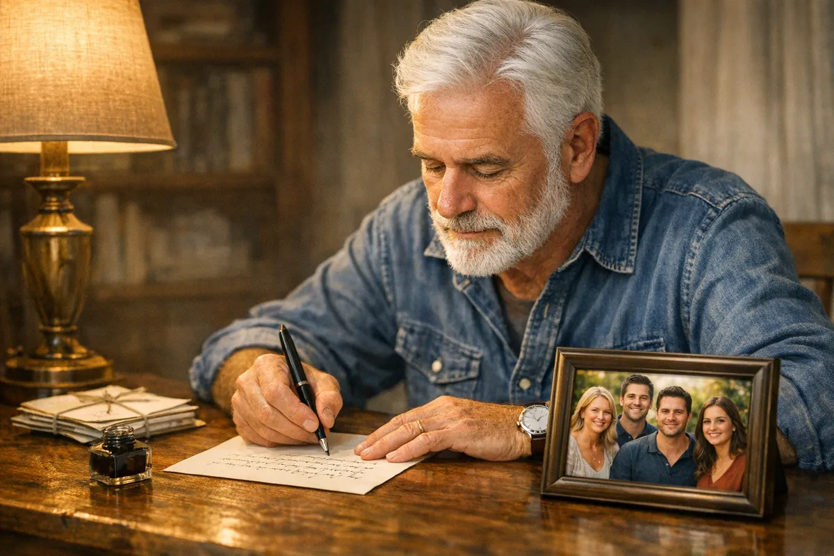 Homme âgé écrivant une lettre