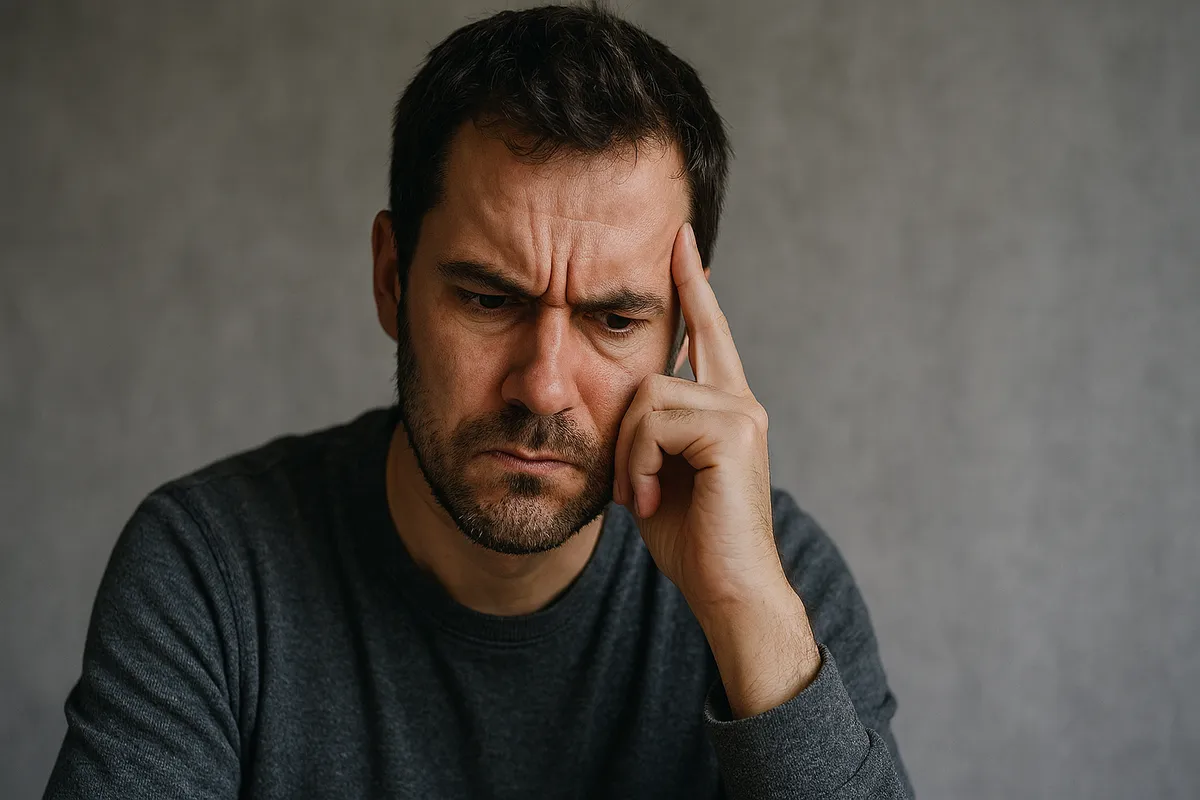 Homme plongé dans une intense réflexion