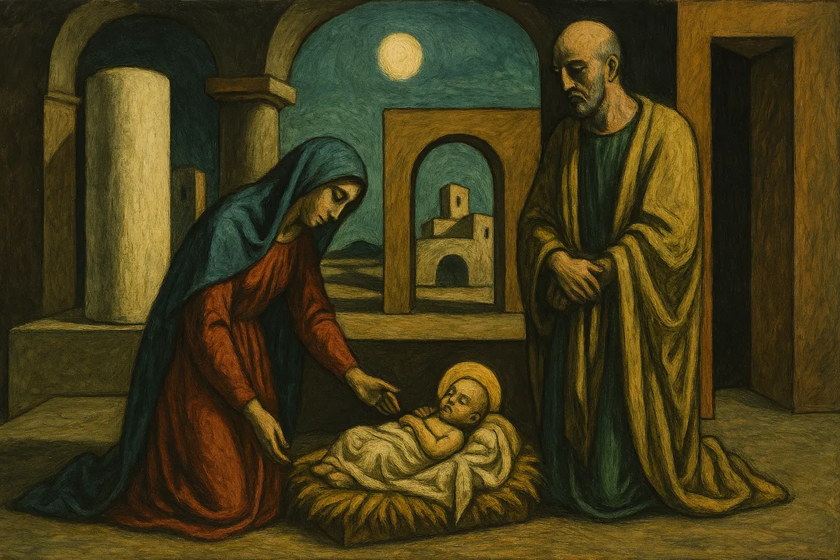 Nativité à la manière de De Chirico