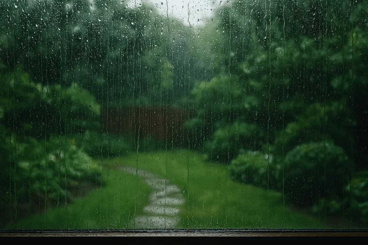 Pluie derrière une fenêtre
