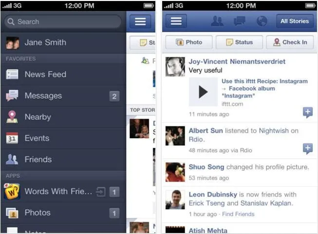 Facebook, back when they knew how to properly separate app sections