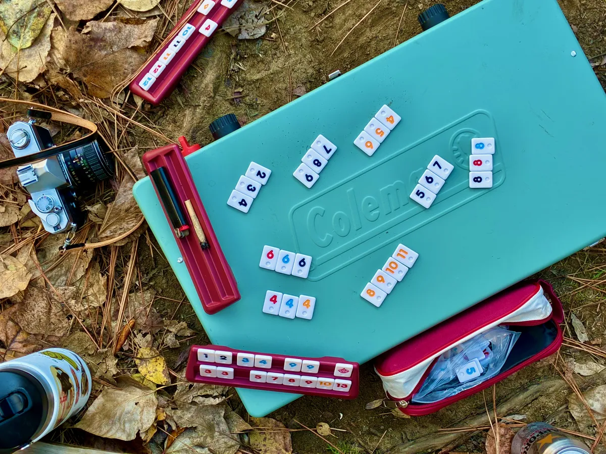 Rummikub board with accoutrements