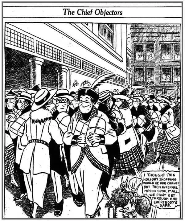 The Chief Objectors, a 1918 cartoon about people objecting to wearing masks while Christmas shopping