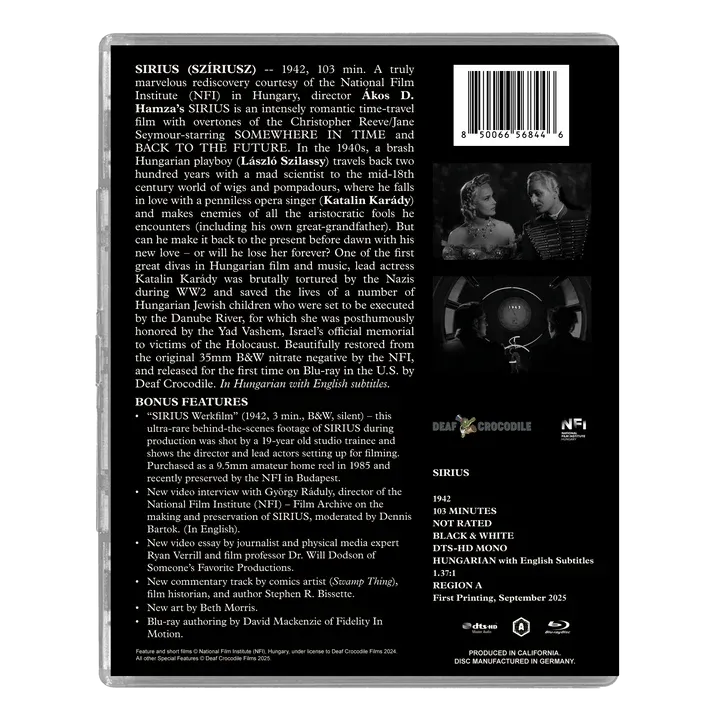Back Cover of Sirius Blu-ray by Deaf Crocodile