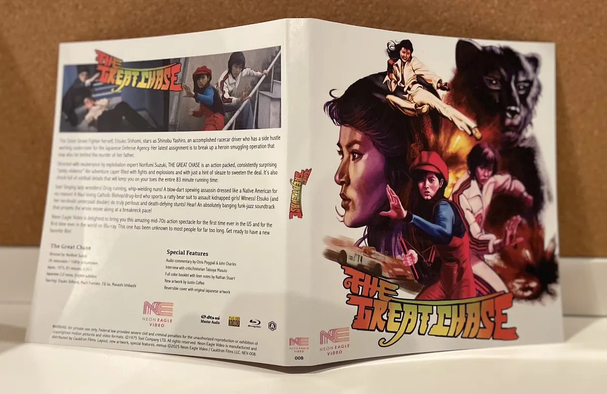 Front of cover of Neon Eagle Video's The Great Chase Blu-ray