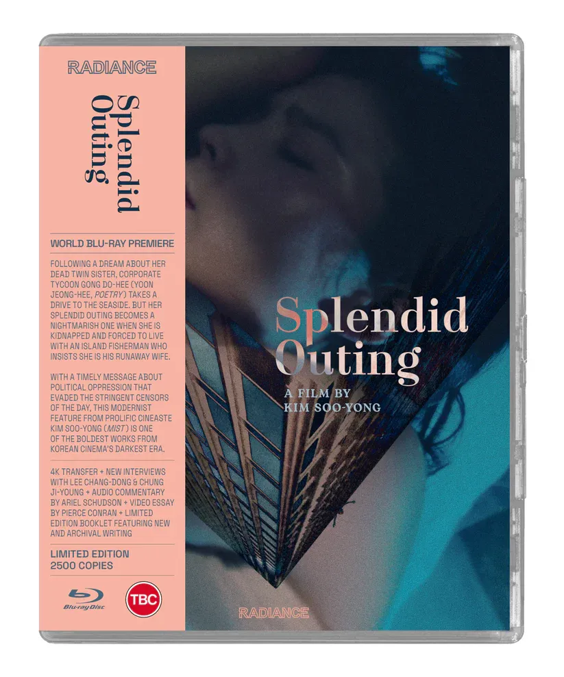 Blu-ray cover for Kim Soo-yong’s Splendid Outing from Radiance Films, featuring 1970s Korean drama artwork and limited edition packaging.