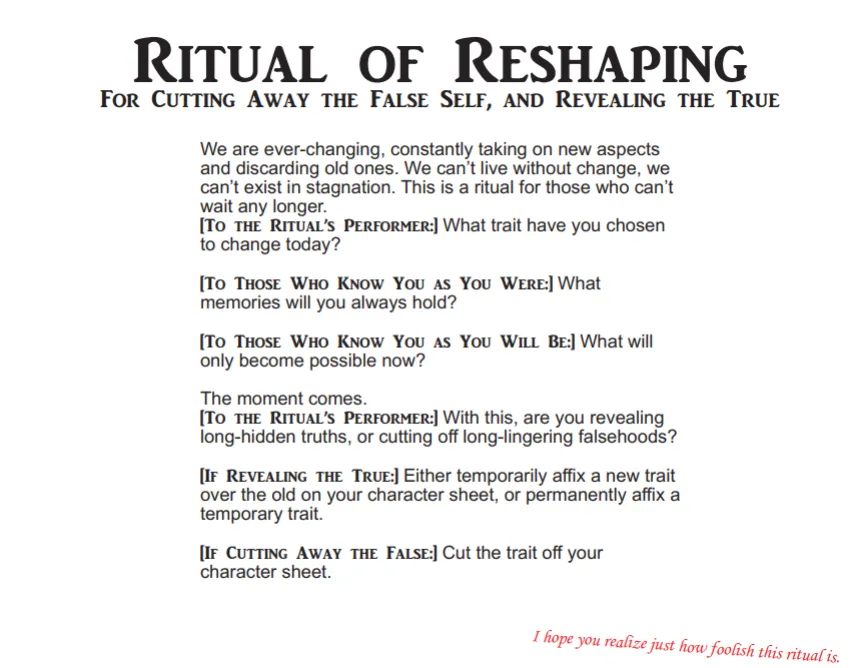 Disparateum's Ritual of Reshaping