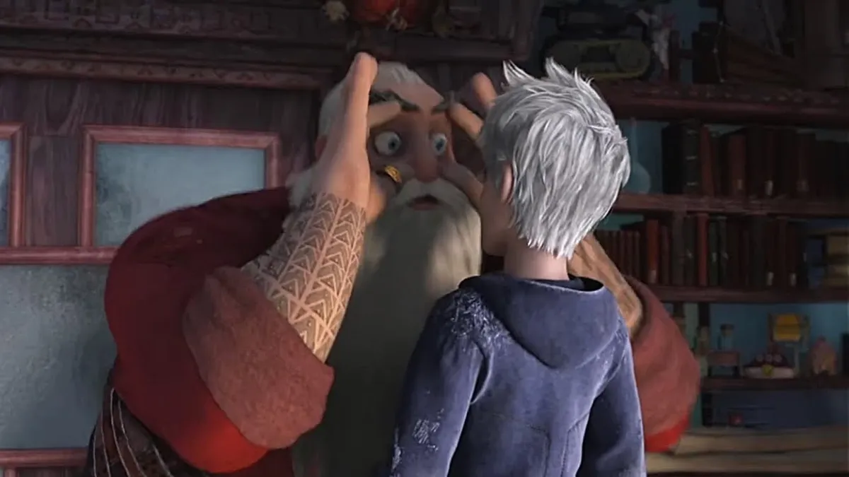 north holds his eyes open wide in wonder in Rise of the Guardians