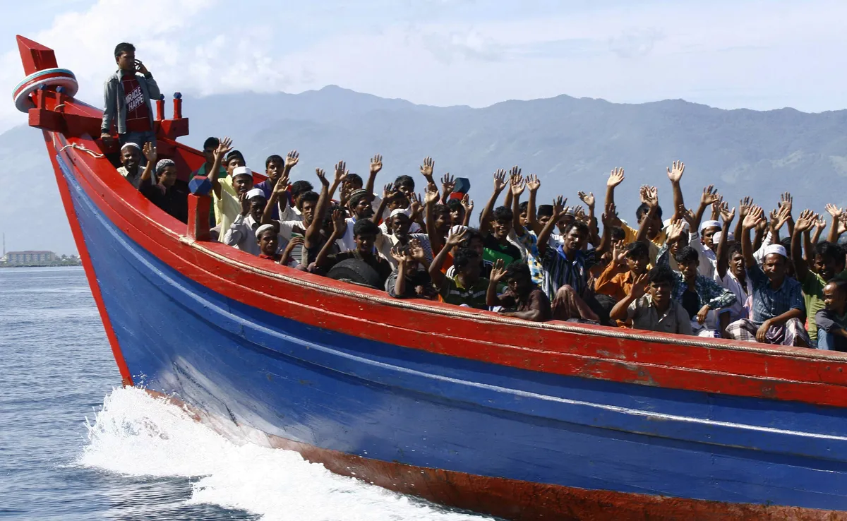 A boat with Rohingya migrants