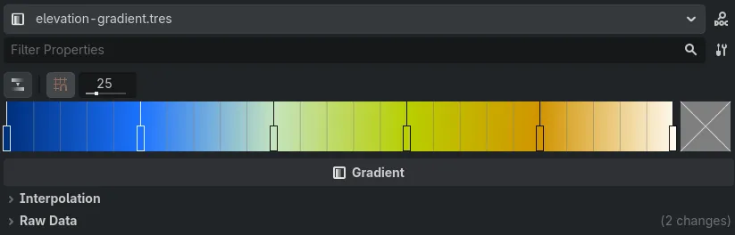 The Gradient I used to color my elevation map.