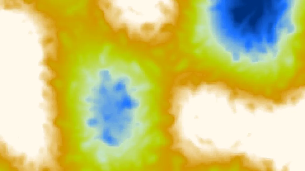 Elevation map generated almost purely with random noise. It looks kinda decent, but definitely not natural or planet-like.