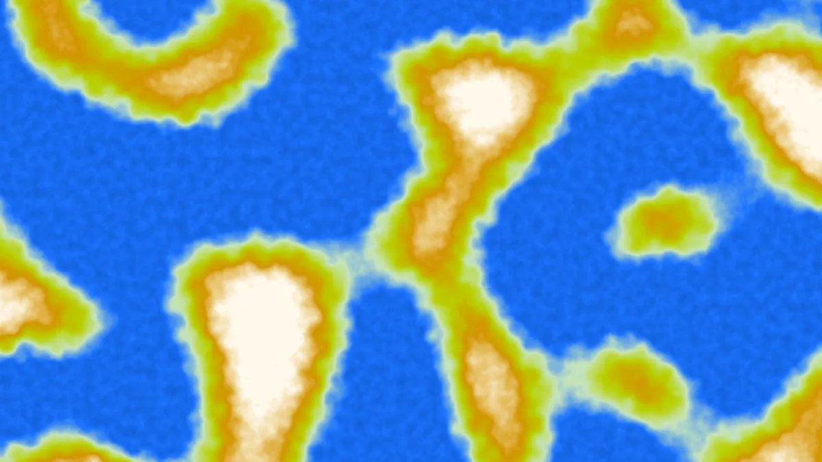 Noise values mapped to different color values on a Gradient.