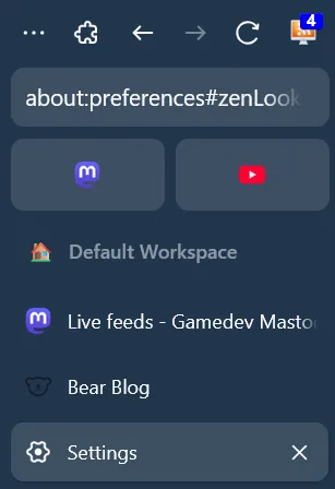 Screenshot of the sidebar