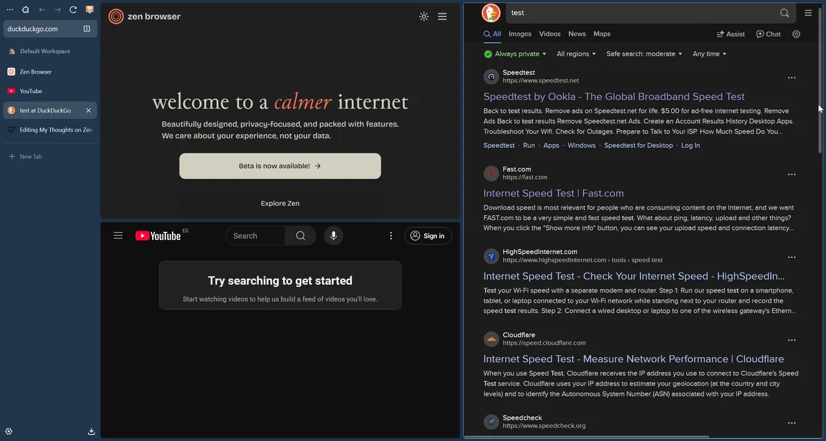 Screenshot of the sidebar