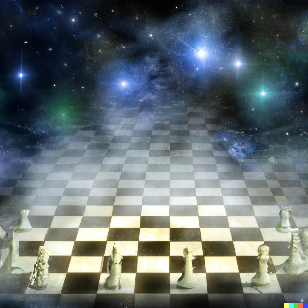 Space-style chessboard for dramatic effect