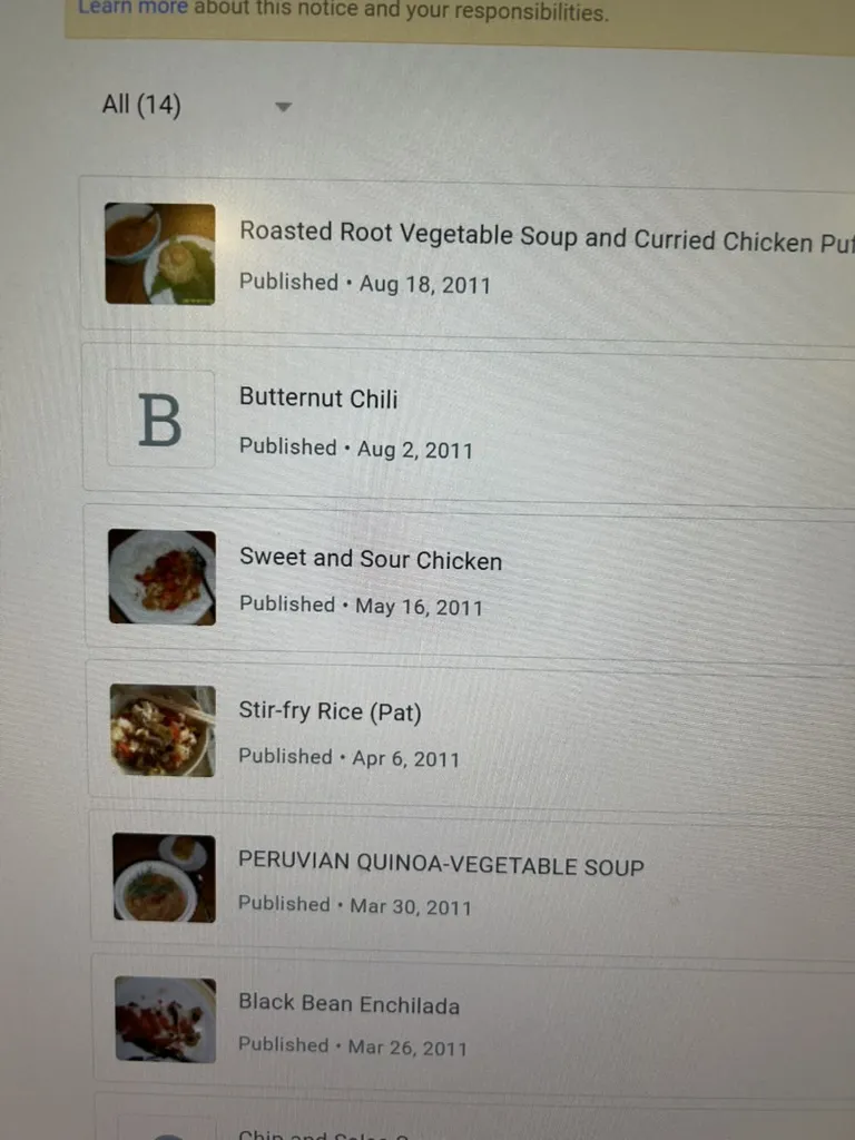My mom's recipe blog