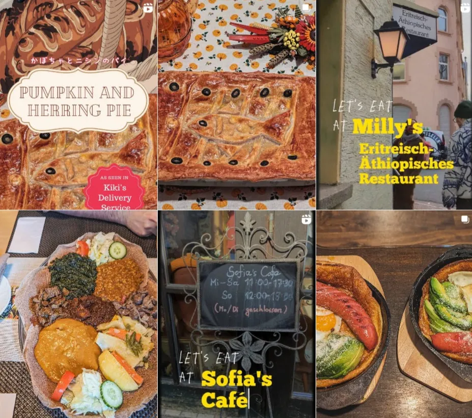 The first 6 posts on the Instagram grid.
