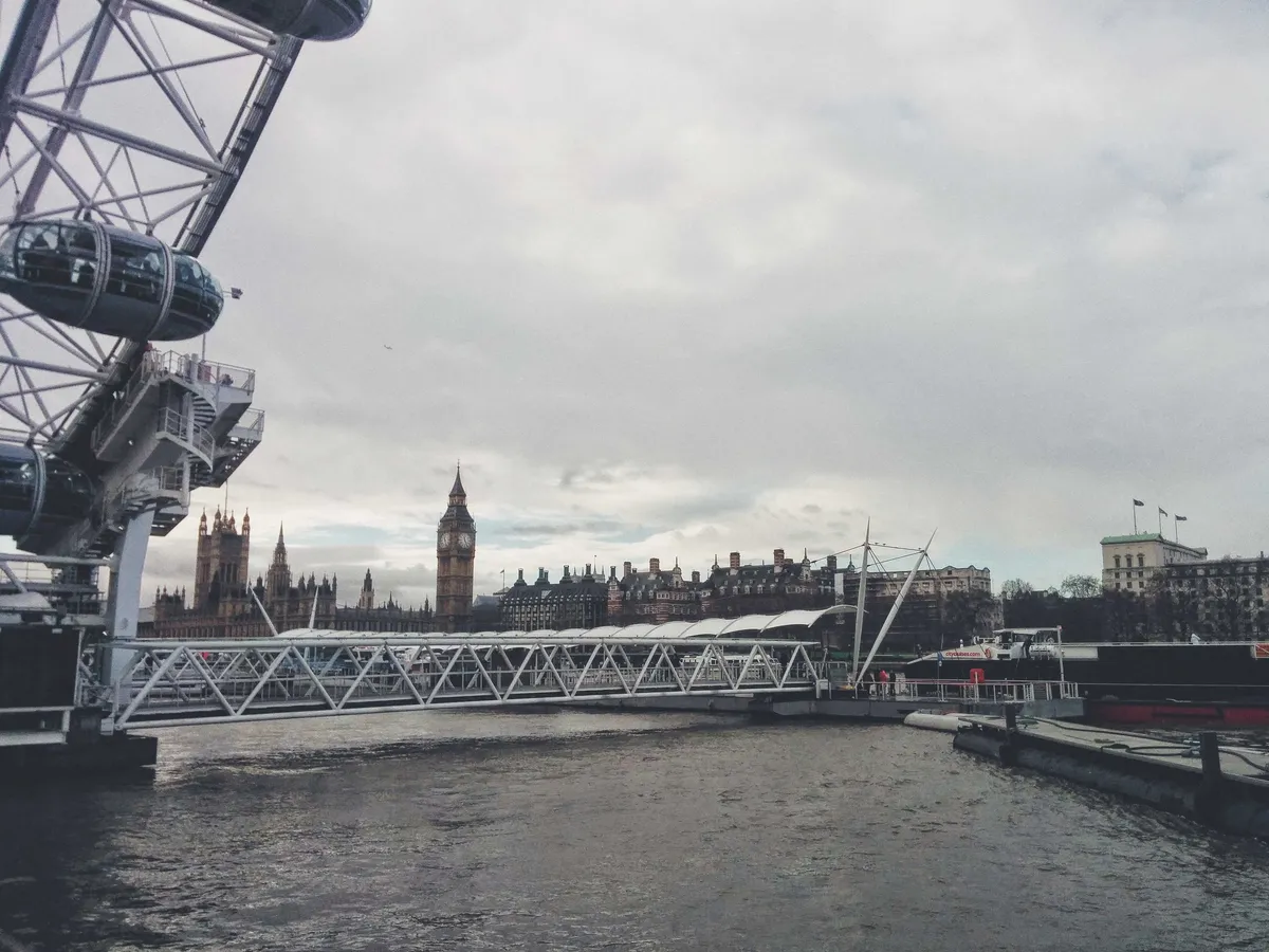 View of the Big Ben across the River Thames.