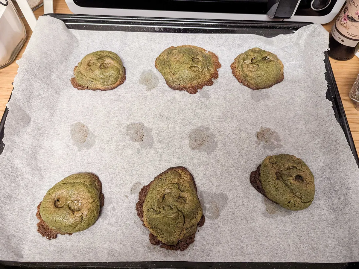 The chocolate chips have melted and they're just hollowed out sockets in the cookies.