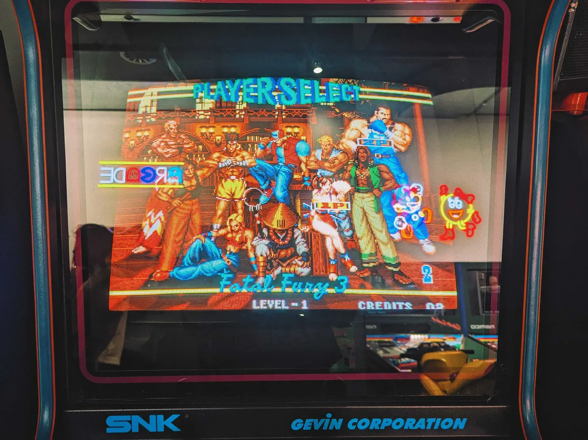Fatal Fury 3 player select screen on the arcade machine.