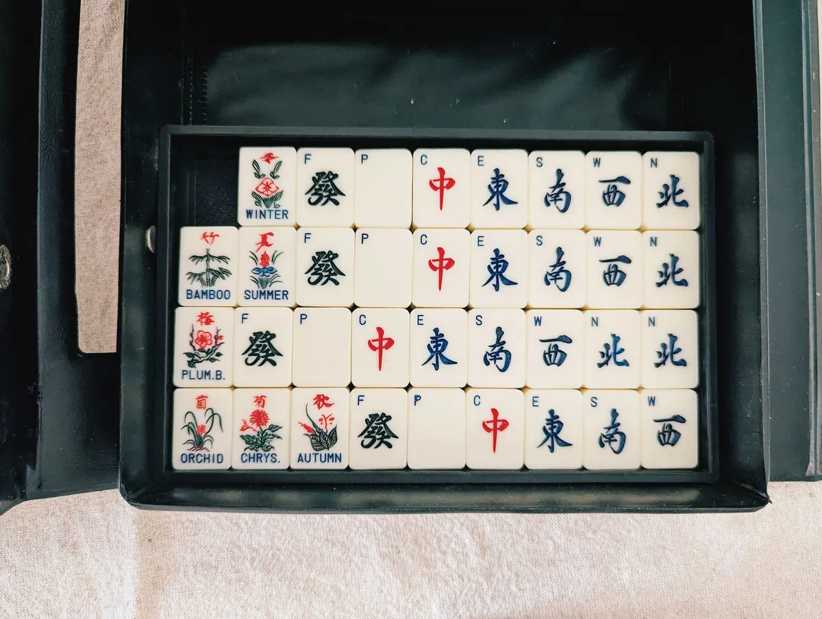 Mahjong compartment with one tile missing.