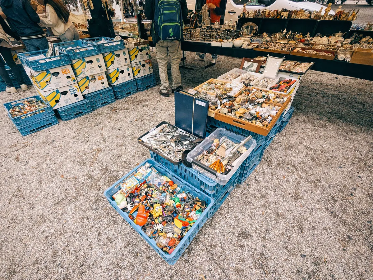 Crates filled to the brim with various trinkets.