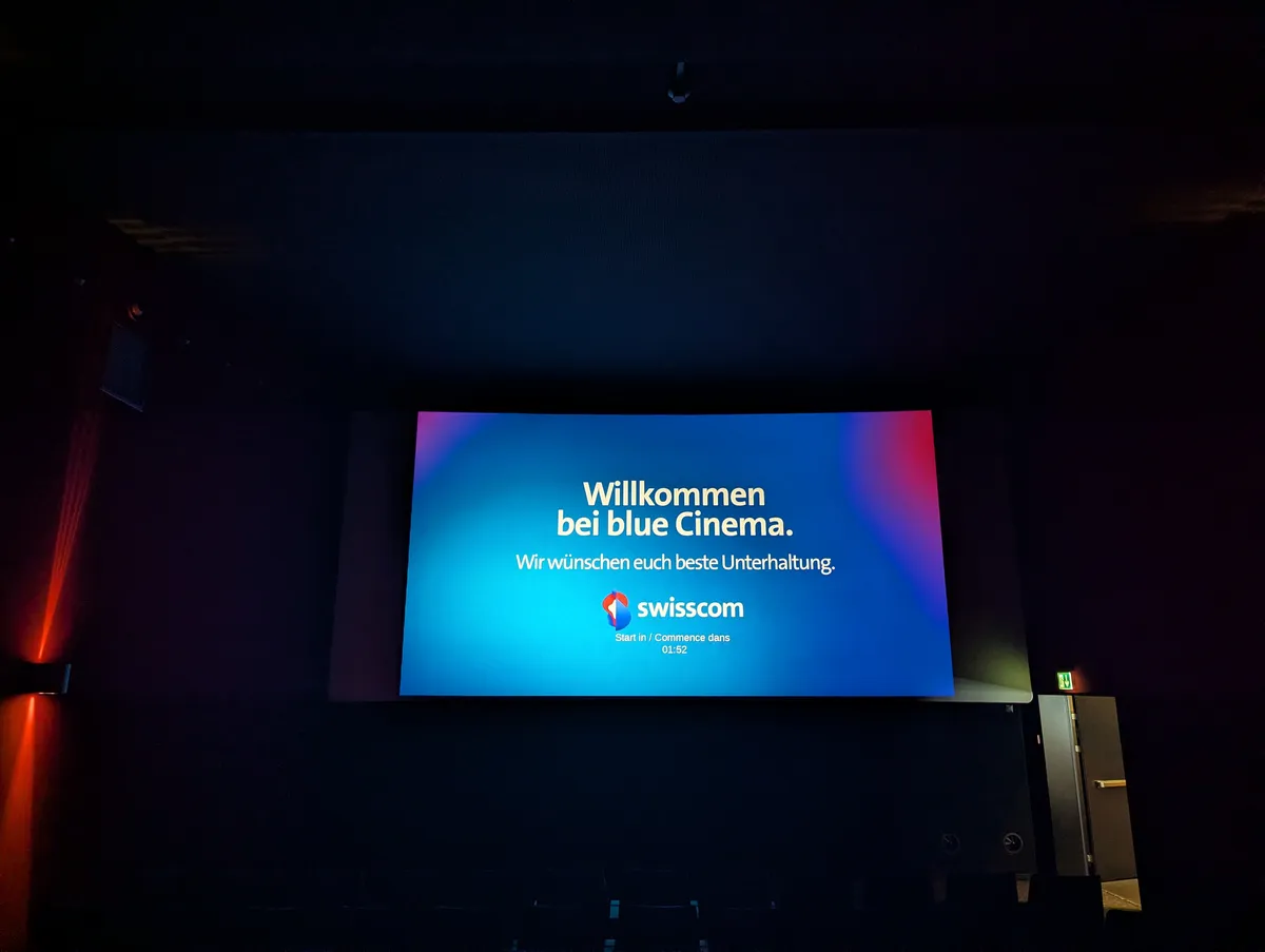 Pre-movie start screen at the movies.