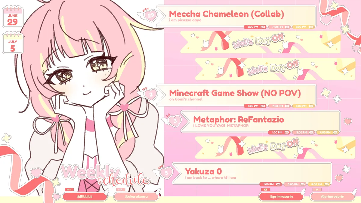 weekly schedule